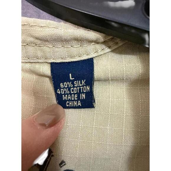 Tommy Bahama Silk Blend Jacket Men’s Size L Camel Khaki Full Zip Button Overlay - Picture 4 of 5